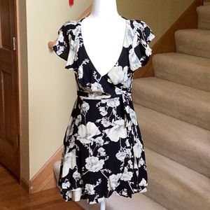 NWT Free People Black Floral Wrap Dress